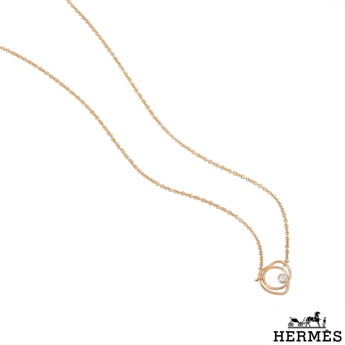 Hermés Rose Gold Diamond Vertige Coeur Necklace | Rich Diamonds